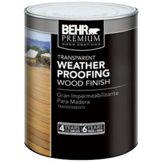 BEHR Premium 1 qt. Natural Transparent Weatherproofing Wood Finish 50004