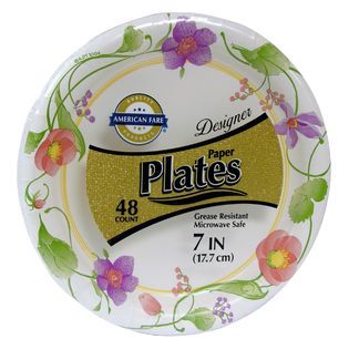 American Fare Designer Paper Plates 7 inch 48 count   Food & Grocery