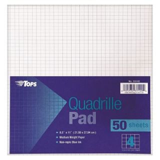 TOPS® 8 1/2 x 11 Quadrille Pads, Four Squares Per Inch  White (50
