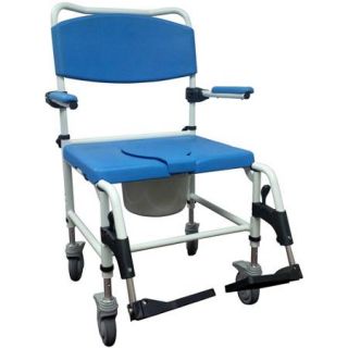 Drive Medical Aluminum Bariatric Rehab Shower Commode Chair with Two Rear Locking Casters