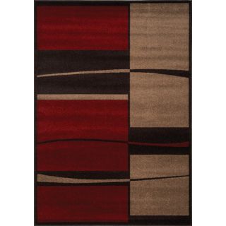 Casa Red Squares and Waves Rug