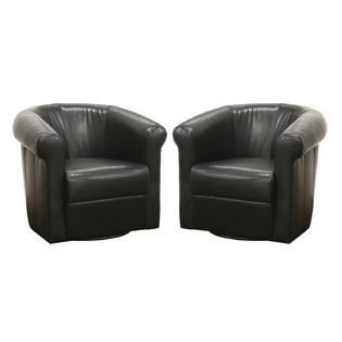 Baxton Studio Julian Black Faux Leather Club Chair with 360 Degree