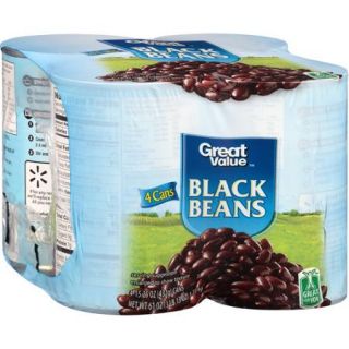 Great Value Black Beans, 15.25 oz, (Pack of 4)