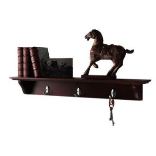 30 in. x 4.5 in. x 4 in. Walnut Yorkshire Shelf with Hooks DISCONTINUED 0199130