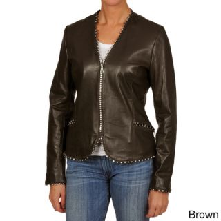 Tibor Womens Waist Length Leather Jacket   Shopping   Top