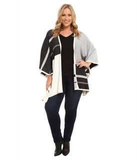NYDJ Plus Size Plus Size Colored Block Blanket Sweater Heather Black