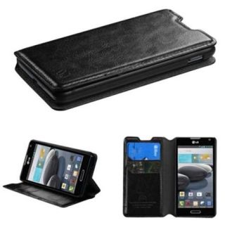 Insten Black MyJacket Wallet Case (with Tray) For LG Optimus F6 D500 / MS500