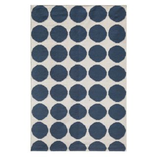 Flat Weave Geometric Pattern Blue/Ivory Wool Area Rug (2 x 3)