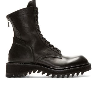 Julius Black Leather Zipped Combat Boots