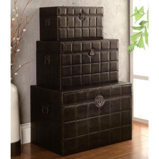 Decorative Dark Brown Nesting Storage Trunk Set (Set of 3)   17438278