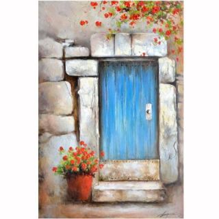Yosemite Home Decor 47 in. x 32 in. "Little Blue Door" Hand Painted Canvas Wall Art FCK8438E 1