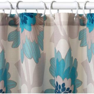 Zenna Home India Ink Number 9 Floral Shower Curtain, Aqua