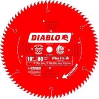 Diablo 10 in. x 80 Tooth Ultra Finish Saw Blade D1080X