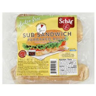 Schar Sub Sandwich Parbaked Rolls, 2 count, (Pack of 6)