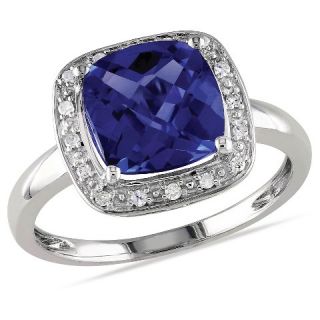 CT. T.W. Simulated Blue Sapphire and 1/10 CT. T.W. Diamond Ring