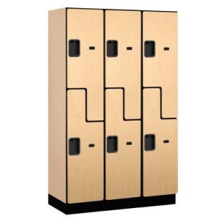 Salsbury Industries 27000 Series 2 Tier 'S Style' Wood Extra Wide Designer Locker in Maple   15 in. W x 76 in. H x 18 in. D (Set of 3) 27368MAP