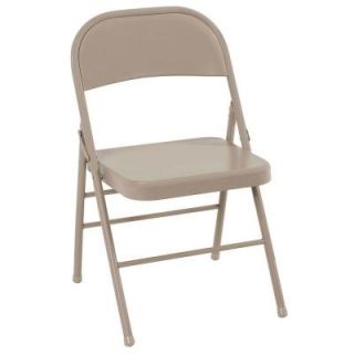 Cosco All Steel Folding Chairs in Antique Linen (4 Pack) 14711ANT4E