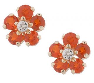 .60 ct tw Fire Opal & Diamond Accent Flower Earrings 14K Gold   J29737 —