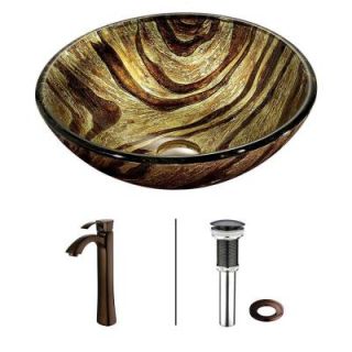 Vigo Zebra Vessel Sink in Multicolor with Faucet in Oil Rubbed Bronze VGT193