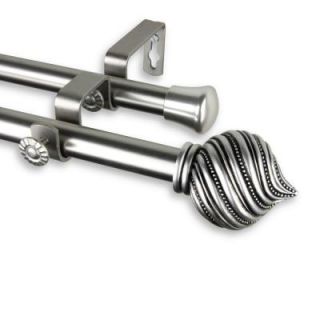Rod Desyne 120 in.   170 in. Telescoping Double Curtain Rod Kit in Satin Nickel with Bisque Finial 4793 995