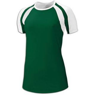 Nike Court Warrior S/S Jersey   Womens   Volleyball   Clothing   Dark Green/White/Dark Green