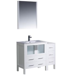 Fresca Torino 42 inch White Modern Bathroom Vanity with Side Cabinet