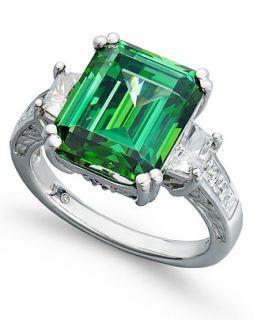 Arabella Sterling Silver Ring, Green Swarovski Zirconia Ring (12 9/10