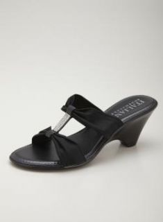 Italian Shoemakers Crystal Studded Mid Heel Wedge Sandal  