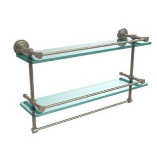 Allied Brass Dottingham 22 in. W Gallery Double Glass Shelf with Towel Bar in Antique Pewter DT 2TB/22 GAL PEW