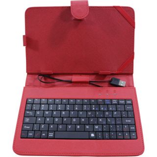 QFX 7" Tablet Keyboard Case with miniUSB and Stylus, Red