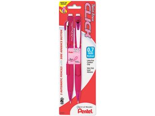 Pentel PD277TBP2PBC Pink Ribbon Twist Erase CLICK Mechanical Pencil, 0.7 mm, 2/Pk