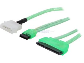 Coboc Model SC SATA PWC 18 GR 18" SATA III 6Gbps Data with Molex 4 pin LP4 to SATA 22 pin(7+15) Data and Power Combo Cable,UV Green