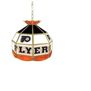 Trademark Global NHL Philadelphia Flyers 1 Light 16 in. Gold Hanging Tiffany Style Billiard Lamp NHL1600 PF