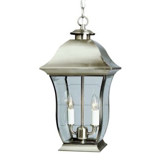 Cambridge 2 Light Brushed Nickel 18 in. Outdoor Hanging Lantern with