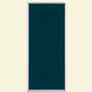 Masonite 36 in. x 80 in. Cheyenne 2 Panel Painted Smooth Fiberglass Prehung Front Door with No Brickmold 28855