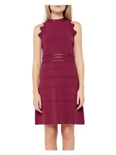 Ted Baker Natleah Scallop Detail Ribbed Dress Red