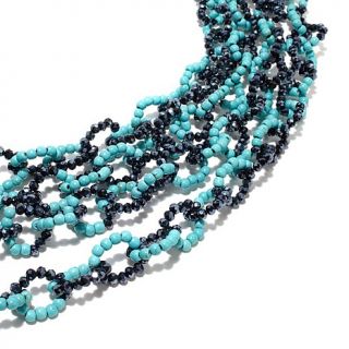 Rara Avis by Iris Apfel Navy Sparkle Bead and Turquoise Color Bead 27" Link Nec   7578542