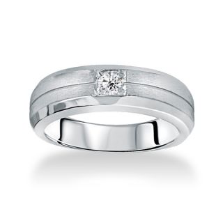 Bliss 14k White Gold Mens 1/6ct TDW Brushed Diamond Wedding Band (H I