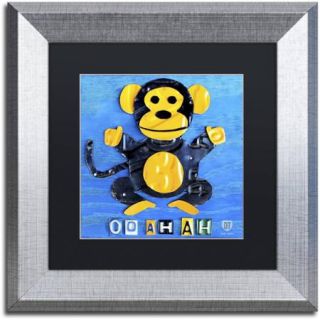Trademark Fine Art 'Oo Ah Ah the Monkey' Canvas Art by Design Turnpike, Black Matte, Silver Frame