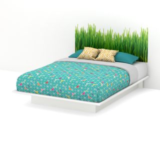 South Shore Step One Queen Platform Bed with Grass Headboard Ottograff