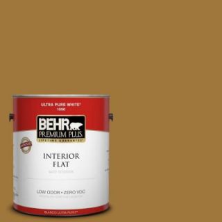 BEHR Premium Plus 1 gal. #310F 6 Goldenrod Tea Zero VOC Flat Interior Paint 130001