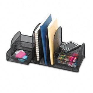 Safco Three Section/Two Basket Desk Organizer, Black   Office Supplies
