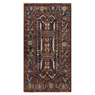 Herat Oriental Afghan Hand knotted Tribal Balouchi Navy/ Brown Wool