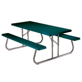 Lifetime 57 in. x 72 in. Green Folding Picnic Table with Benches 22123