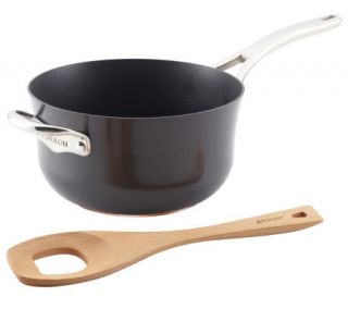 Anolon Nouvelle Copper 4 qt Risotto Pan & Beech wood Spoon Set —