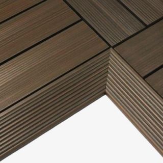 NewTechWood 1/6 ft. x 1 ft. Quick Deck Composite Deck Tile Inside Corner in Spanish Walnut (2 Pieces/box) QD IF WN