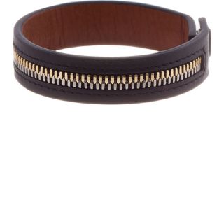 Want Les Essentiels de la Vie Black Leather Zip Bracelet