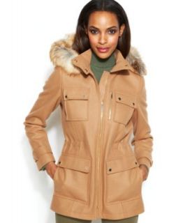Marc New York Hooded Faux Fur Trim Walker Coat   Coats   Women   