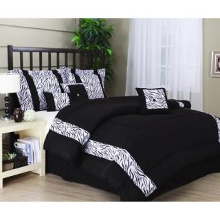 Mali 7 Piece Bedding Comforter Set, Black and White