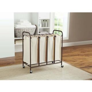 Better Homes and Gardens 4 Bag Laundry Sorter, Brown/Ivory